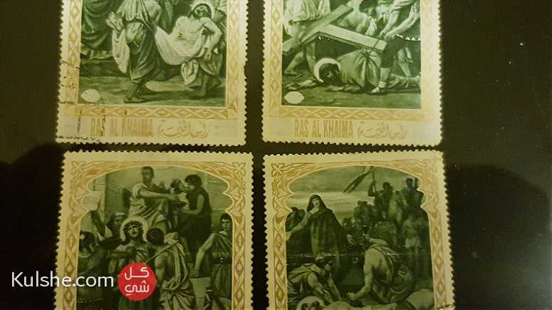 طوابع قديمة نادرة للبيع اربع طوابع من سلسلة صلب المسيح وطاوبغ اخرى مميزة - Image 1