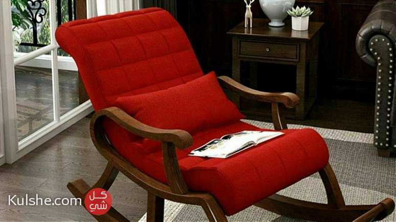 كرسي هزاز خشب زان احمر رومانى عمولت - صورة 1