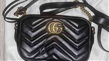 Gucci Black Mini GG Marmont Matelassé Camera Bag