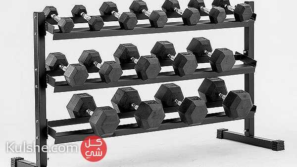 Top Quality Rubber and Iron Dumbbell Set With Rack in Dubai - صورة 1