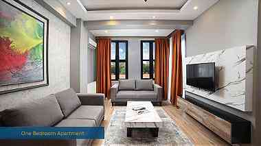 شقة للايجار اليومي والشهري في ميدان تقسيم اسطنبول غرفة نوم مع صالة