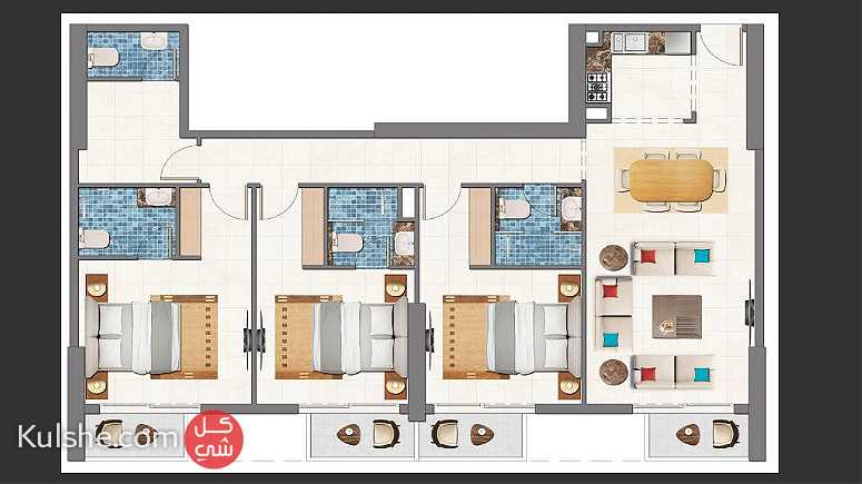 شقة 3 غرف نوم على بعد دقائق من شارع الشيخ محمد بن زايد بقسط 9950 درهم - صورة 1