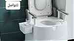 مرحاض متنقل لكبار السن مقعد المرحاض مع مقابض ومسند لظهر مرحاض مربع الشكل - صورة 1