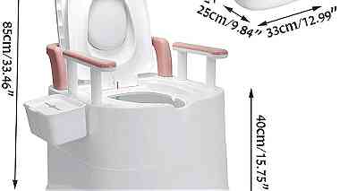 كرسي حمام متنقل مع وعاء داخلي متحرك مرحاض متنقل لكبار السن تواليت