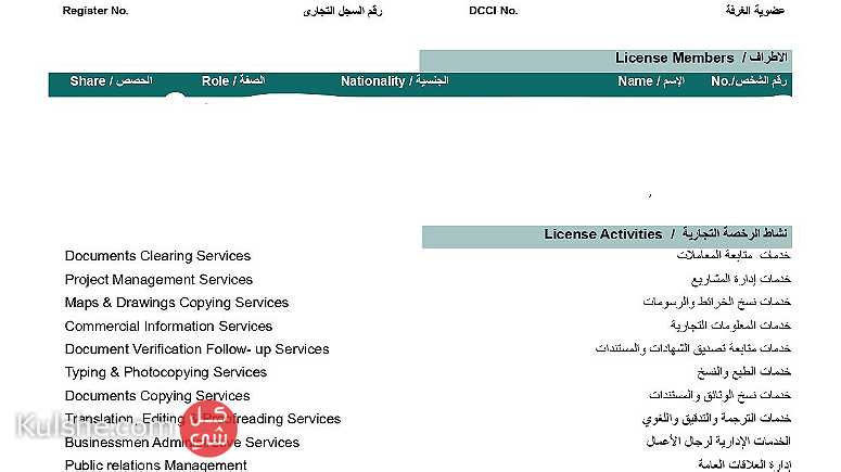 للبيع رخصة خدمات رجال أعمال في دبي قائمة من 2019 - Image 1