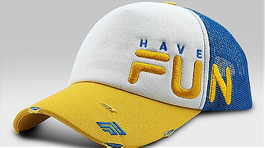 Have Fun Cap with  Yellow and White and Blue with Large