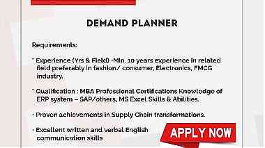 We have an opening position for a Demand Planner in our organization
