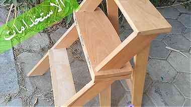 كرسى سلم من خشب زان قابل للتحويل 2 ف1 يصلح للمنازل والمخازن والصيدليات