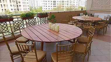 Rent Lozoya Round Wooden Dining Table for rental in Dubai.