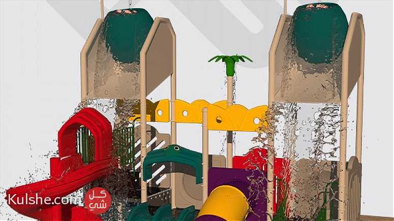 مجموعة ألعاب مائية من خزاني مياه وزحليقة أفعوانية وزحليقة أسطوانية - Image 1