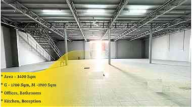 Warehouse  Store  Workshop with Office Mezzanine for Rent in Salmabad