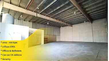 Warehouse  workshop 450 Sqm with office for rent in Sitra