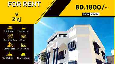 9 BHK Semi furnished Commercial Villa for rent in Zinj Highway BD.1800