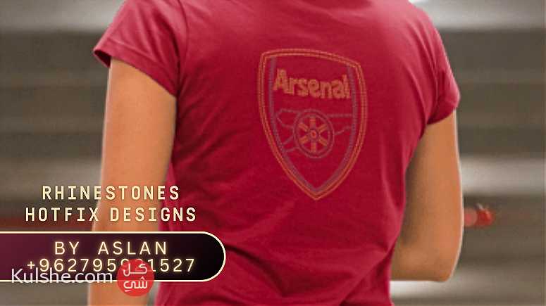 Arsenal LOGO rhinestone شعار نادي ارسنال تصميم ستراس حراري للأزياء - Image 1