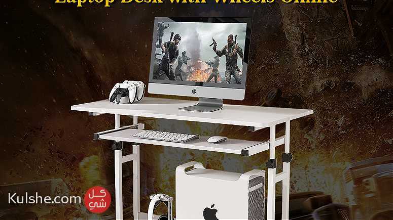Buy Adjustable Rolling Laptop Desk with Wheels Online - صورة 1